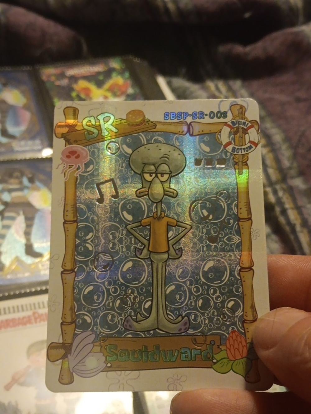SpongeBob Squarepants Squidward Holographic Trading Card - Blue, Green, Yellow